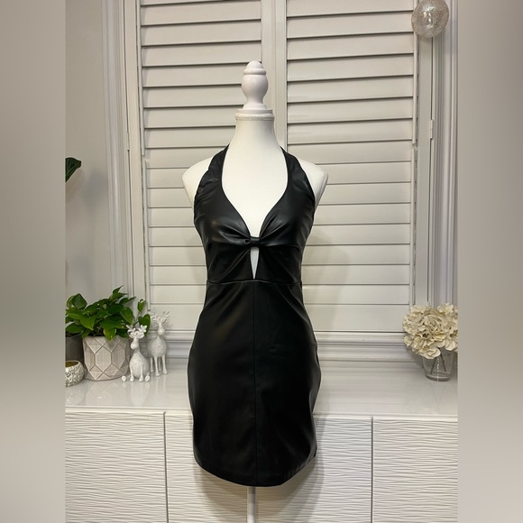 Black Faux Leather Dress - Picture 1 of 4